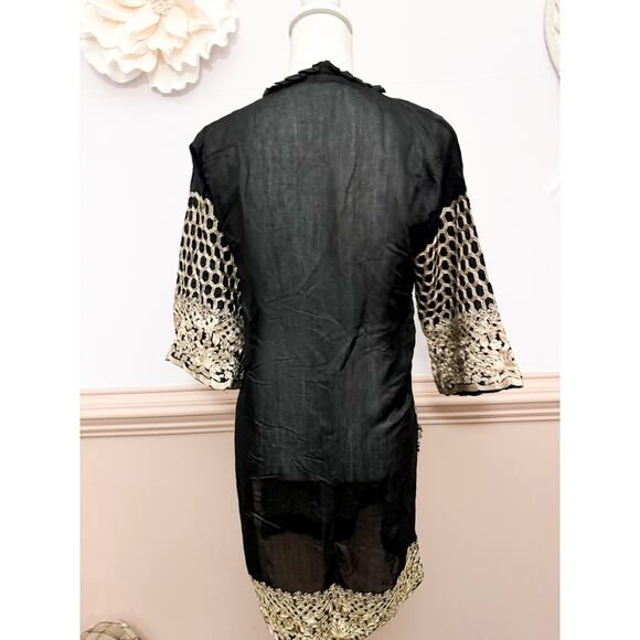 Agha Noor 3/4 sleeve Embroidered Tunic Kurta Top Size Small - Picture 4 of 6
